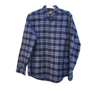 Eddie Bauer Men’s Size Large Blue Plaid Flannel Button Down Shirt